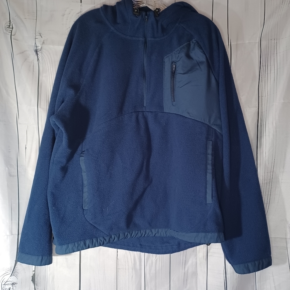 Under Armour Blue Fleece Hooded Pullover 3/4 Zip with Pockets